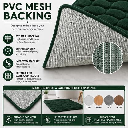 Pebble Stone Bath Mat Set – Soft Absorbent Non Slip Bathroom Rug Set | Night Zone