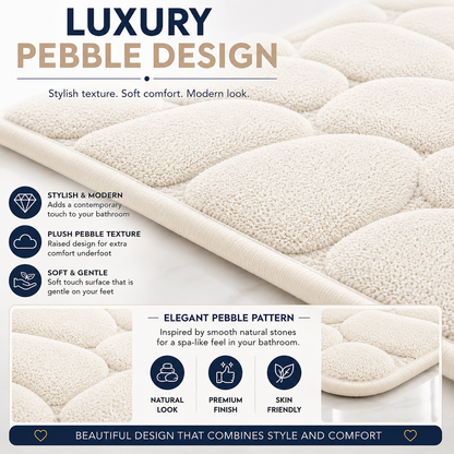 Pebble Stone Bath Mat Set – Soft Absorbent Non Slip Bathroom Rug Set | Night Zone