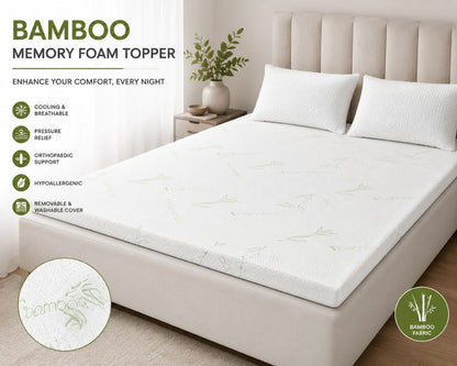 Bamboo Memory Foam Mattress Topper – Orthopaedic Pressure Relief Comfort | Night Zone