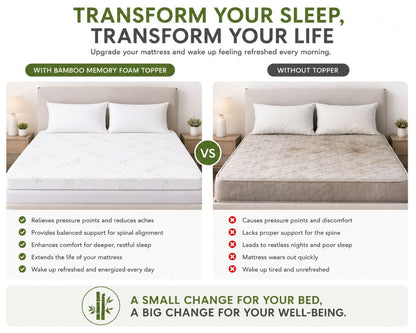 Bamboo Memory Foam Mattress Topper – Orthopaedic Pressure Relief Comfort | Night Zone