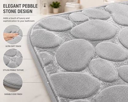 Pebble Stone Bath Mat Set – Soft Absorbent Non Slip Bathroom Rug Set | Night Zone