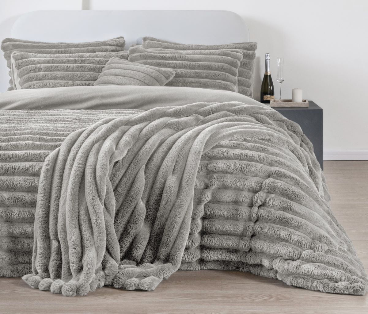 Big Cord Teddy Fleece Thermal Duvet Cover Set – Soft Warm Cosy Bedding | Night Zone