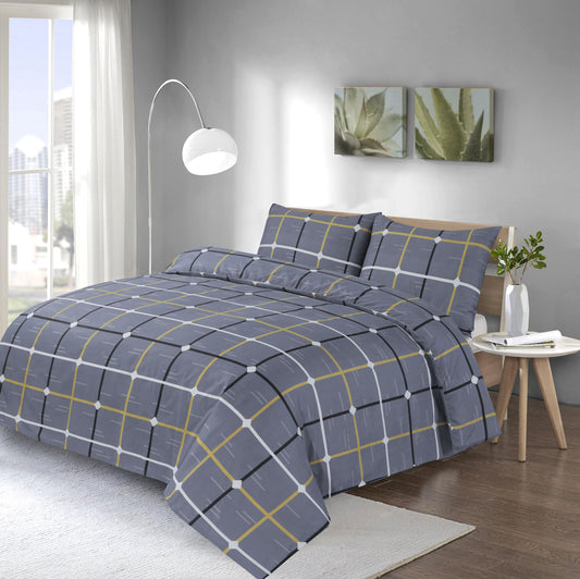 Bunty Geometric Check Microfibre Duvet Cover Set – Soft Easy Care Bedding | Night Zone