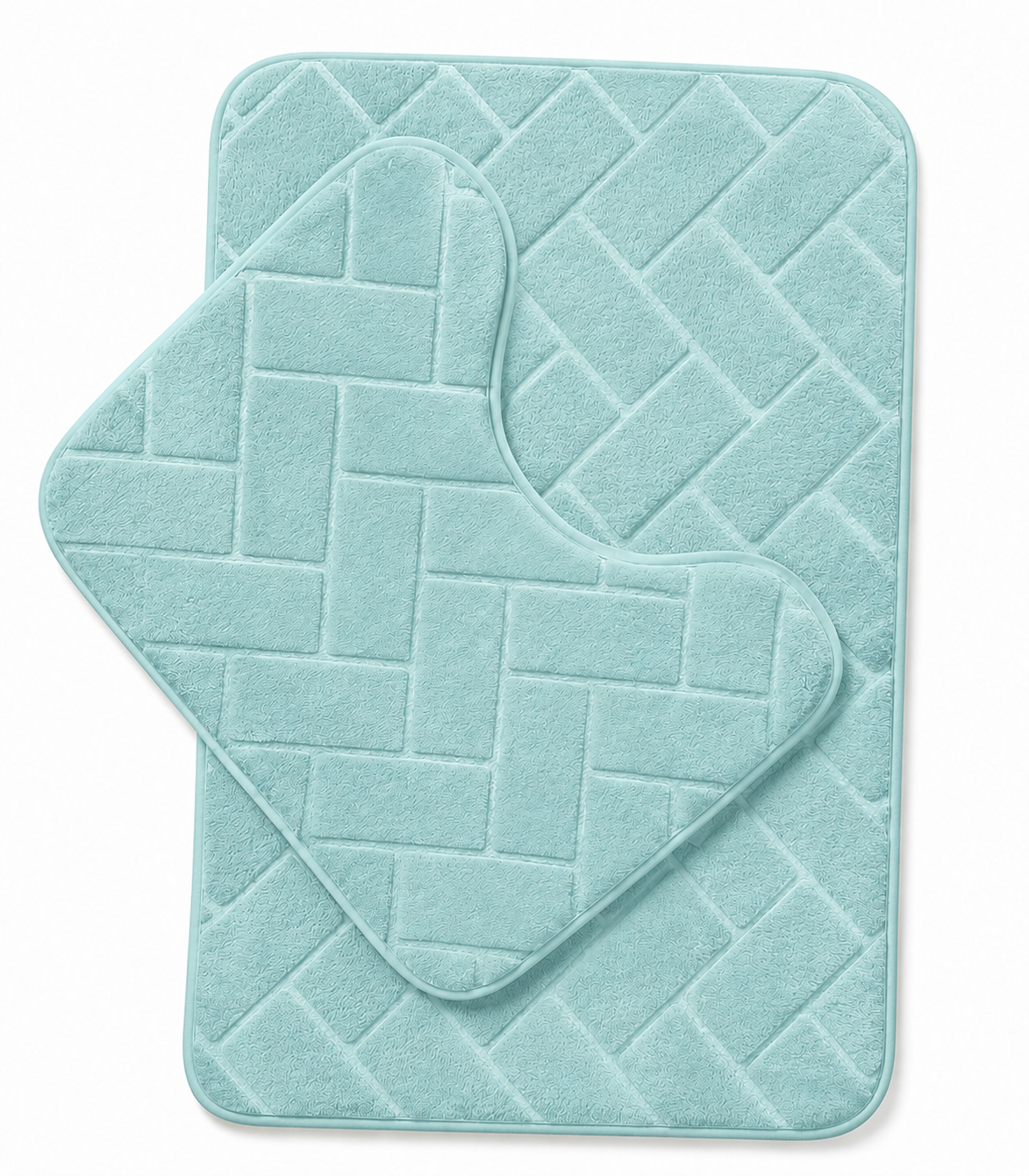 Memory Foam Bath Mat Set – Block Bricks Non Slip Bathroom Rug | Night Zone