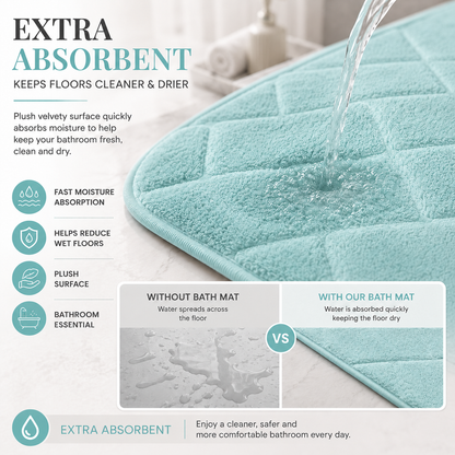 Memory Foam Bath Mat Set – Block Bricks Non Slip Bathroom Rug | Night Zone