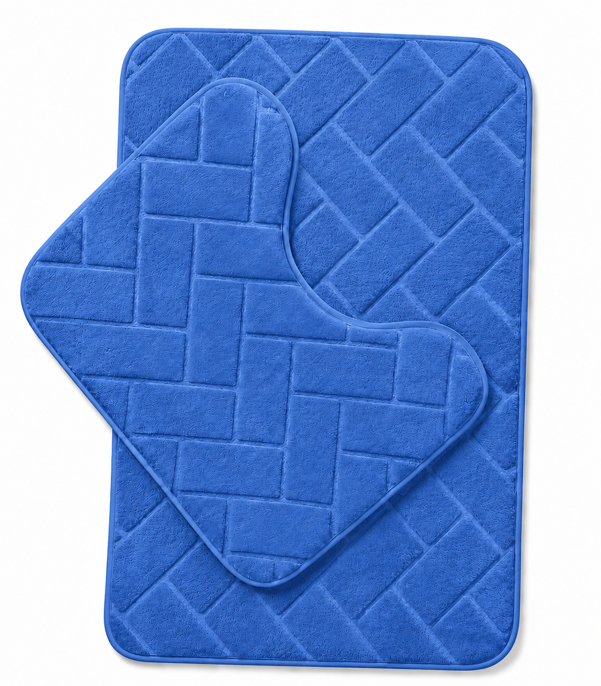 Memory Foam Bath Mat Set – Block Bricks Non Slip Bathroom Rug | Night Zone