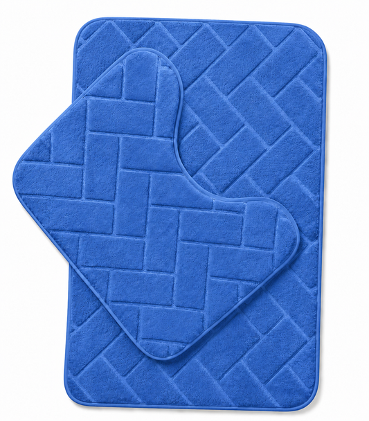 Memory Foam Bath Mat Set – Block Bricks Non Slip Bathroom Rug | Night Zone