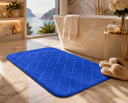 Memory Foam Bath Mat Set – Block Bricks Non Slip Bathroom Rug | Night Zone