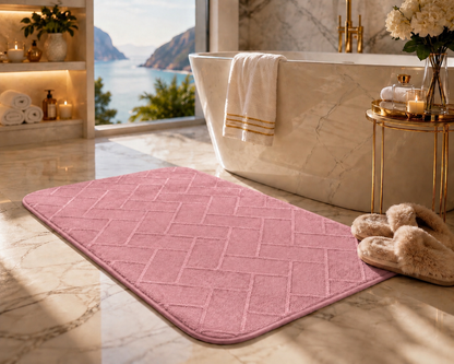 Memory Foam Bath Mat Set – Block Bricks Non Slip Bathroom Rug | Night Zone
