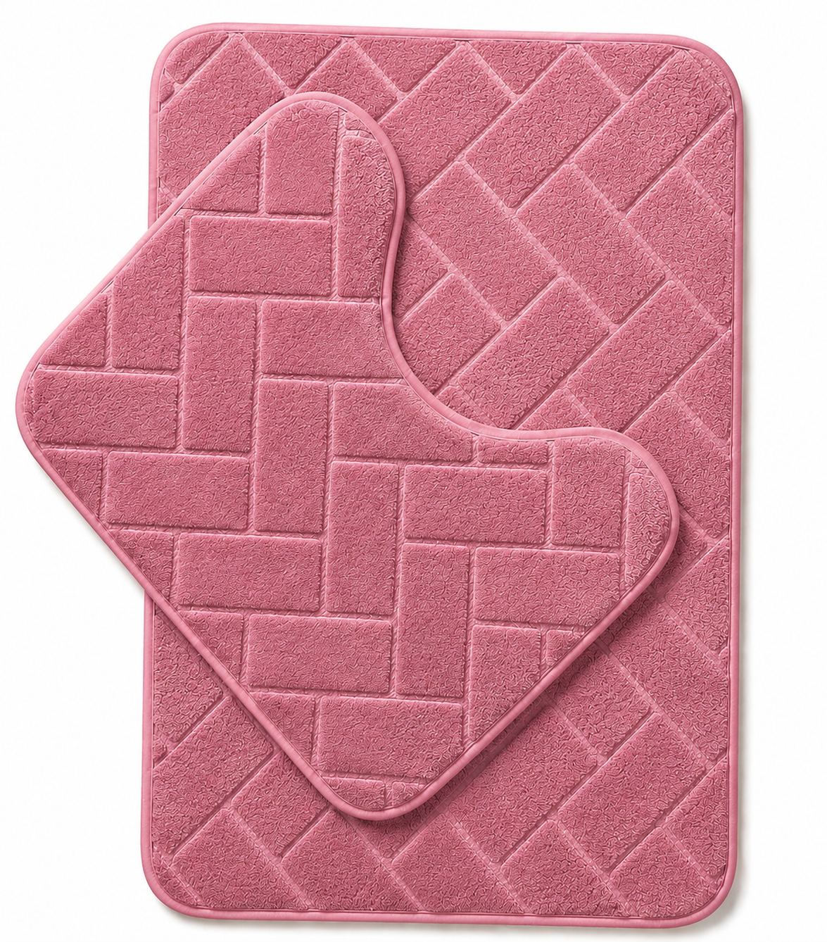 Memory Foam Bath Mat Set – Block Bricks Non Slip Bathroom Rug | Night Zone