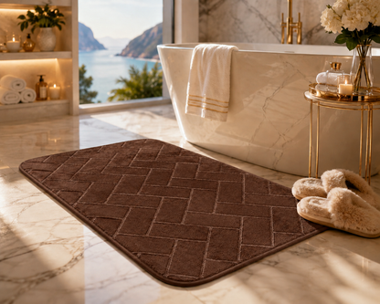 Memory Foam Bath Mat Set – Block Bricks Non Slip Bathroom Rug | Night Zone