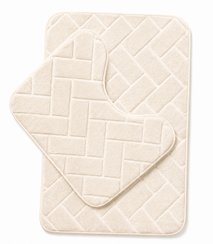 Memory Foam Bath Mat Set – Block Bricks Non Slip Bathroom Rug | Night Zone