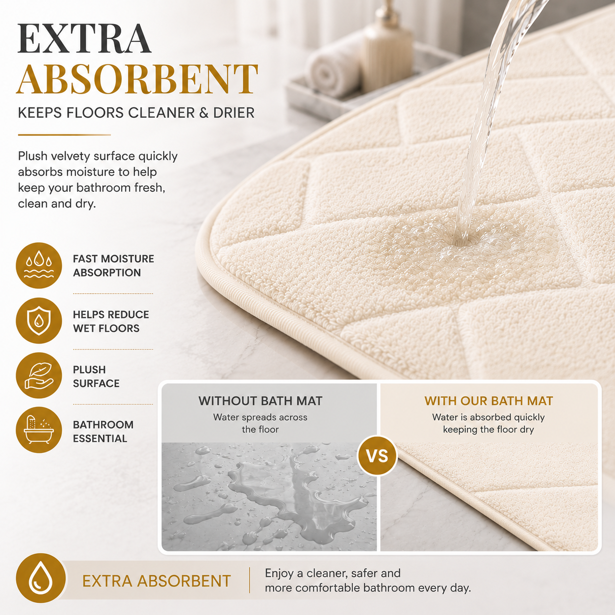 Memory Foam Bath Mat Set – Block Bricks Non Slip Bathroom Rug | Night Zone