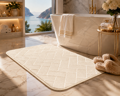 Memory Foam Bath Mat Set – Block Bricks Non Slip Bathroom Rug | Night Zone
