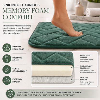 Memory Foam Bath Mat Set – Block Bricks Non Slip Bathroom Rug | Night Zone