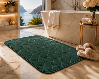 Memory Foam Bath Mat Set – Block Bricks Non Slip Bathroom Rug | Night Zone