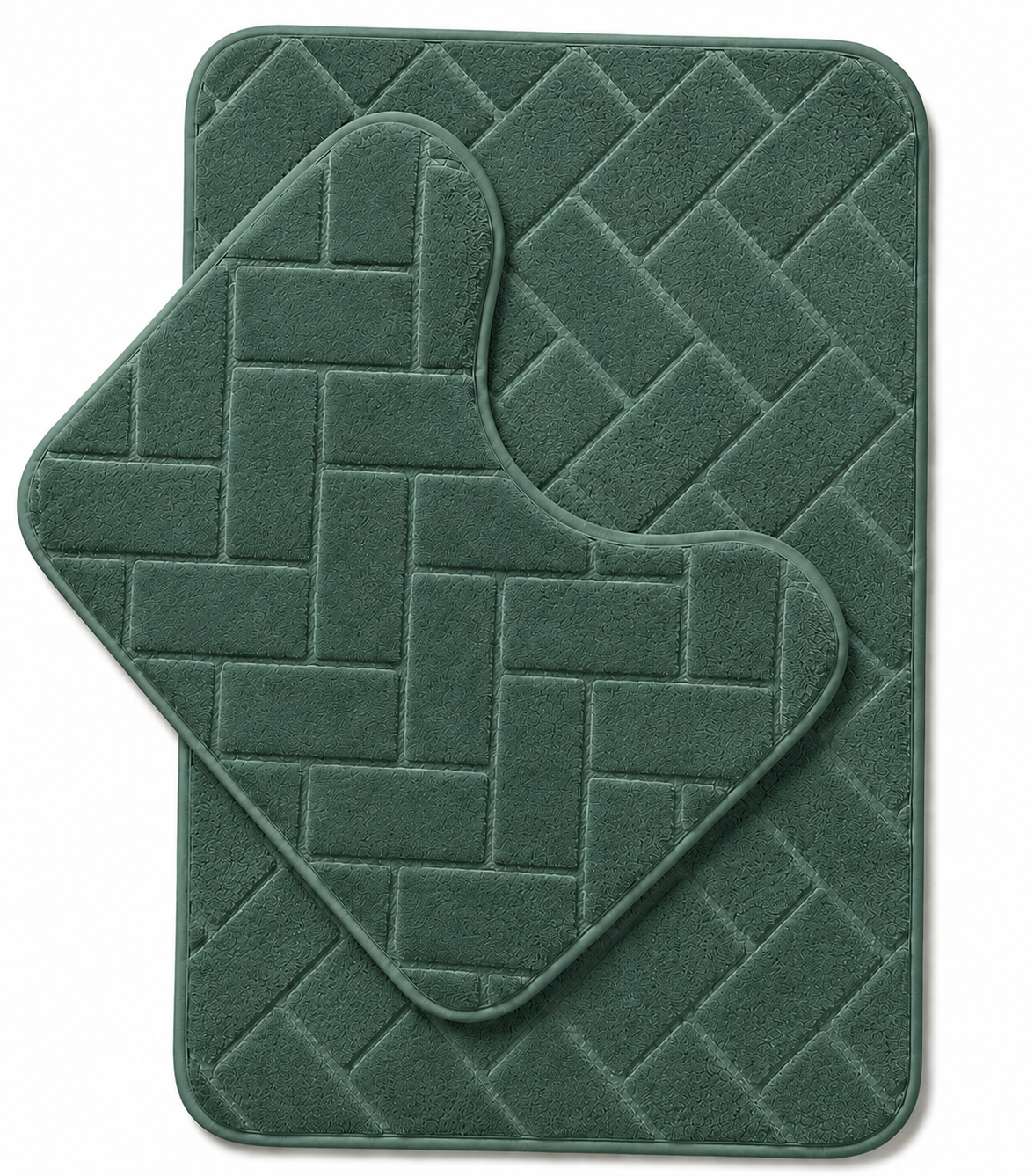 Memory Foam Bath Mat Set – Block Bricks Non Slip Bathroom Rug | Night Zone