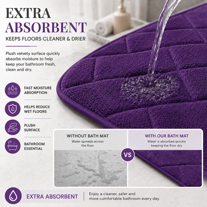 Memory Foam Bath Mat Set – Block Bricks Non Slip Bathroom Rug | Night Zone