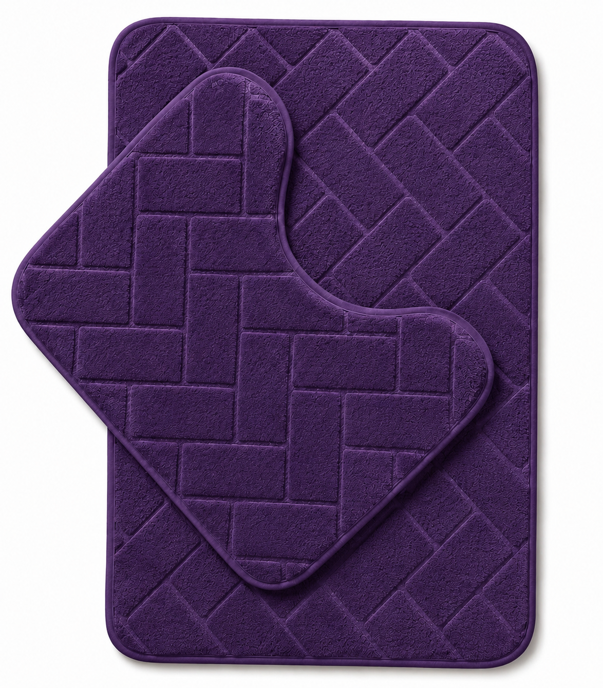 Memory Foam Bath Mat Set – Block Bricks Non Slip Bathroom Rug | Night Zone
