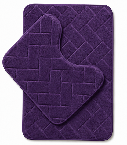 Memory Foam Bath Mat Set – Block Bricks Non Slip Bathroom Rug | Night Zone
