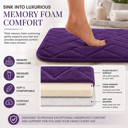 Memory Foam Bath Mat Set – Block Bricks Non Slip Bathroom Rug | Night Zone