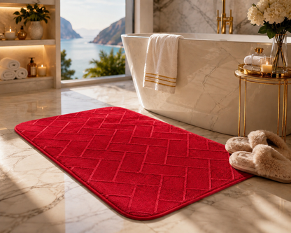 Memory Foam Bath Mat Set – Block Bricks Non Slip Bathroom Rug | Night Zone