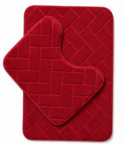 Memory Foam Bath Mat Set – Block Bricks Non Slip Bathroom Rug | Night Zone
