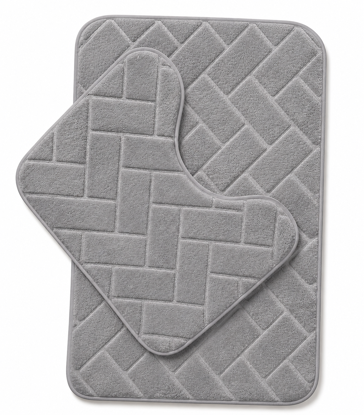 Memory Foam Bath Mat Set – Block Bricks Non Slip Bathroom Rug | Night Zone