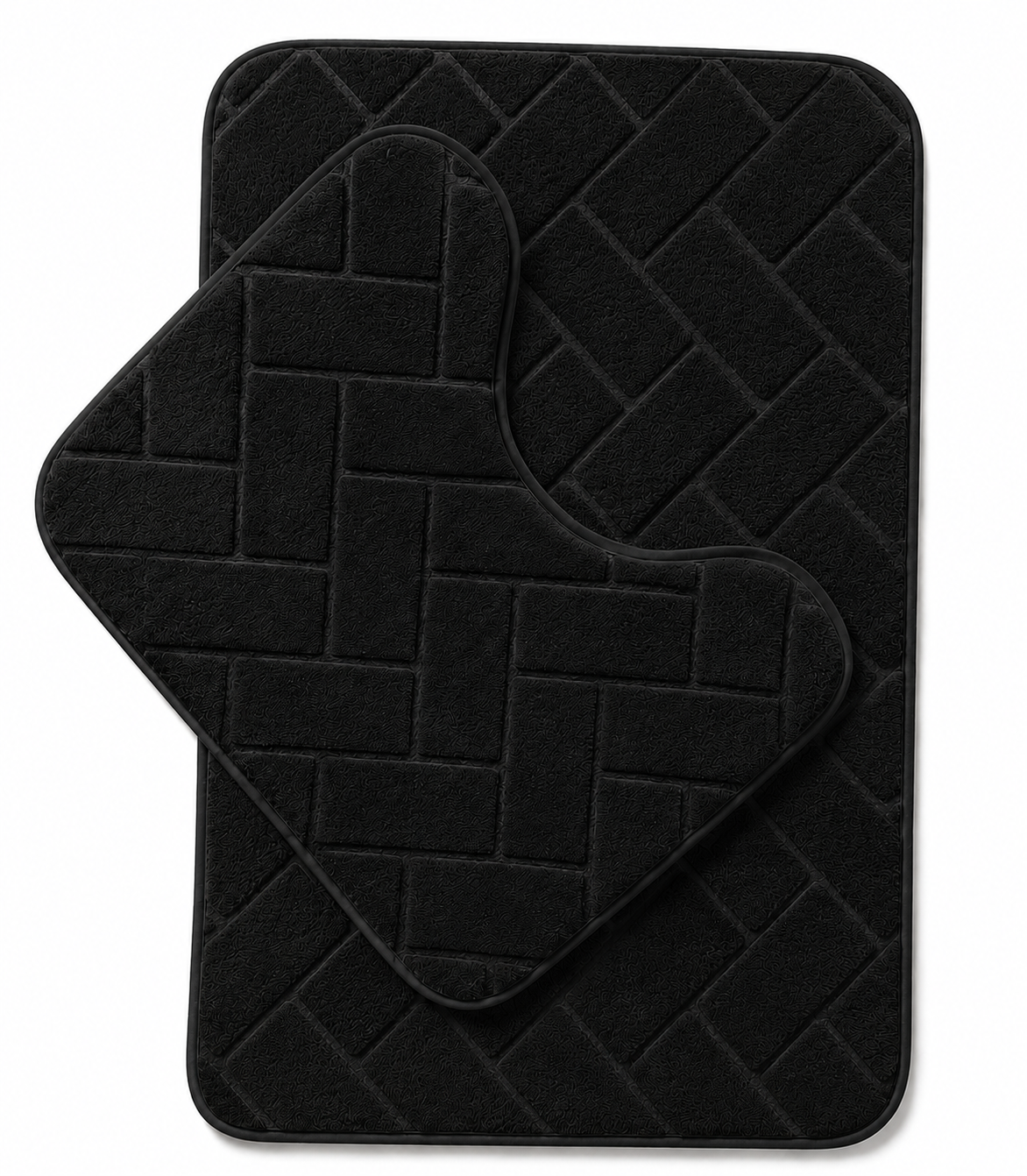 Memory Foam Bath Mat Set – Block Bricks Non Slip Bathroom Rug | Night Zone