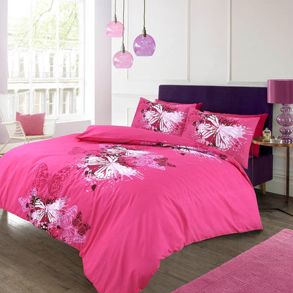 Butterfly Printed Polycotton Duvet Cover Set – Soft Easy Care Bedding | Night Zone