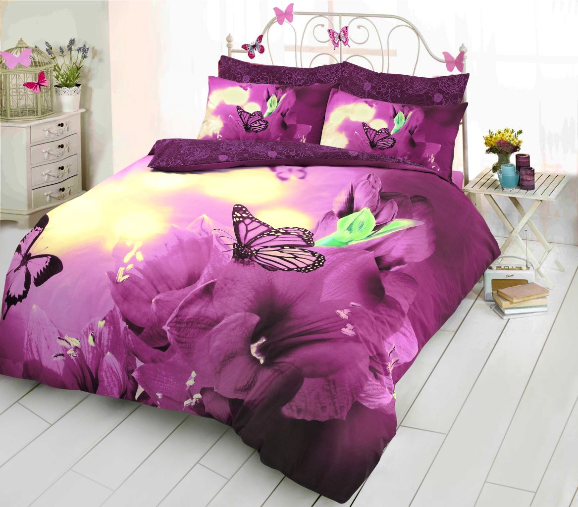 3D Butterfly Printed Poly cotton Duvet Cover Set | Night Zone