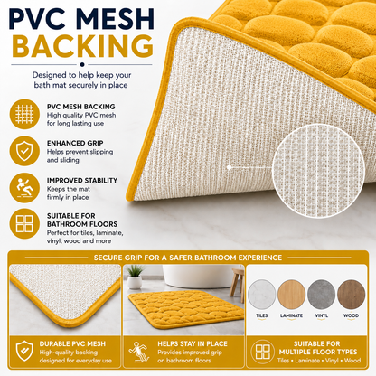 Pebble Stone Bath Mat Set – Soft Absorbent Non Slip Bathroom Rug Set | Night Zone