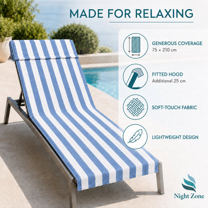 Microfiber Striped Beach & Sun Lounger Towel with Hood | Night Zone