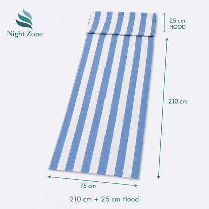 Microfiber Striped Beach & Sun Lounger Towel with Hood | Night Zone