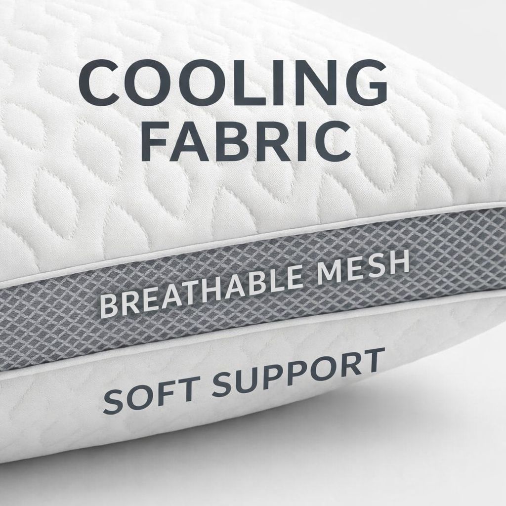 Cooling Pillow 48x78cm – Breathable Hollowfibre Hotel Quality Pillow | Night Zone
