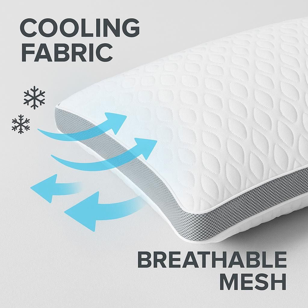 Cooling Pillow 48x78cm – Breathable Hollowfibre Hotel Quality Pillow | Night Zone