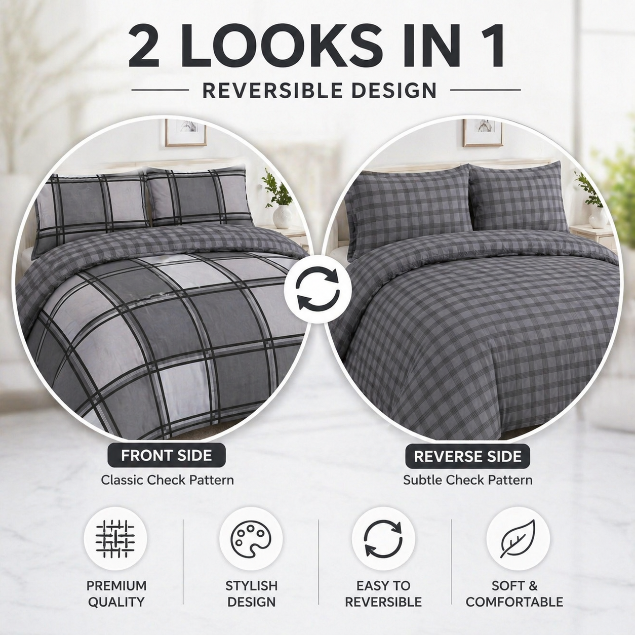 Logan Printed Polycotton Duvet Cover Set – Soft Easy Care Modern Bedding | Night Zone