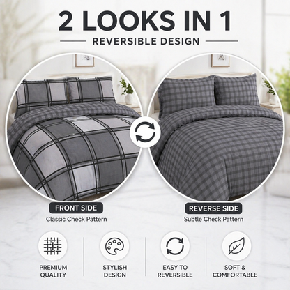 Logan Printed Polycotton Duvet Cover Set – Soft Easy Care Modern Bedding | Night Zone