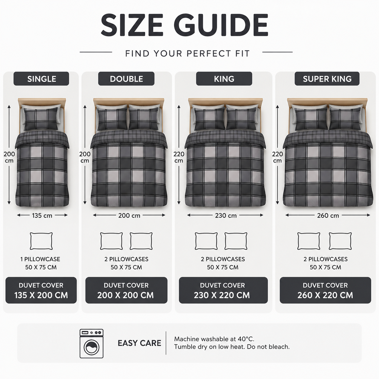 Logan Printed Polycotton Duvet Cover Set – Soft Easy Care Modern Bedding | Night Zone