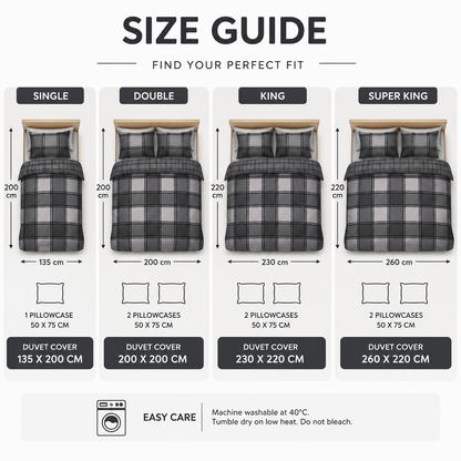 Logan Printed Polycotton Duvet Cover Set – Soft Easy Care Modern Bedding | Night Zone