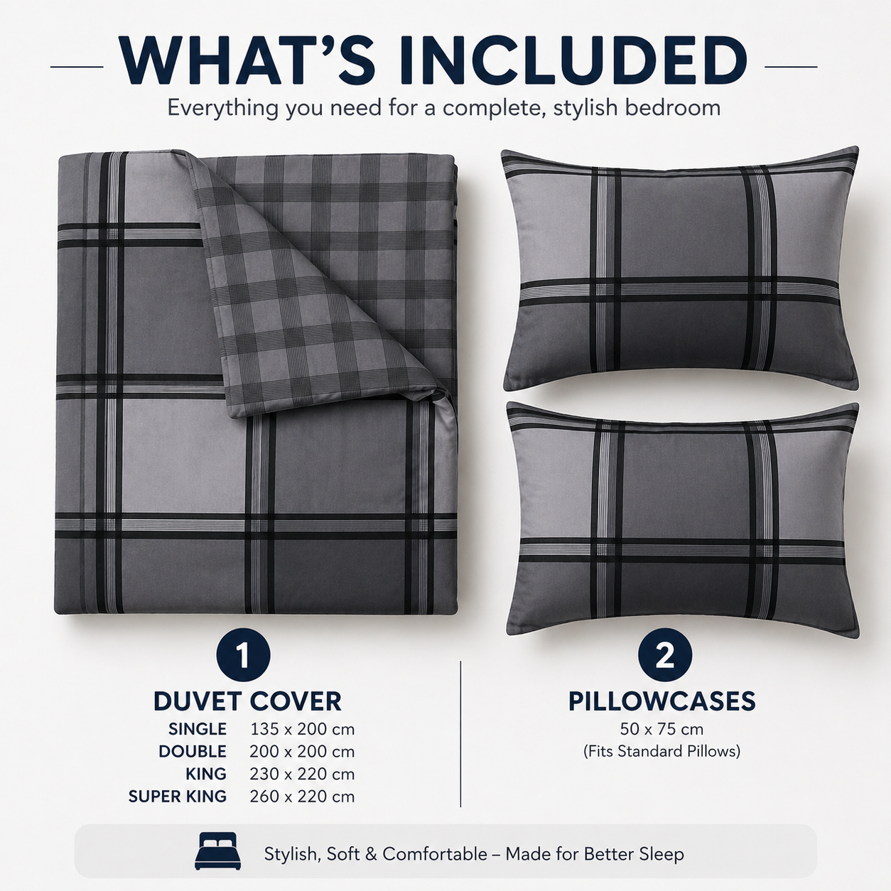Logan Printed Polycotton Duvet Cover Set – Soft Easy Care Modern Bedding | Night Zone