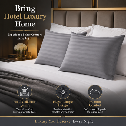400 Thread Count Egyptian Cotton Stripe Pillow Cases – Hotel Quality Bedding | Night Zone