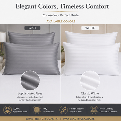 400 Thread Count Egyptian Cotton Stripe Pillow Cases – Hotel Quality Bedding | Night Zone