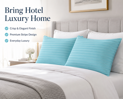 250 Thread Count Stripe Pillowcase Set – 100% Cotton Hotel Quality Bedding | Night Zone