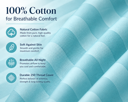 250 Thread Count Stripe Pillowcase Set – 100% Cotton Hotel Quality Bedding | Night Zone