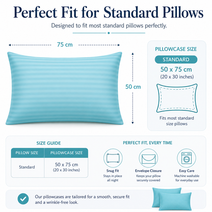 250 Thread Count Stripe Pillowcase Set – 100% Cotton Hotel Quality Bedding | Night Zone