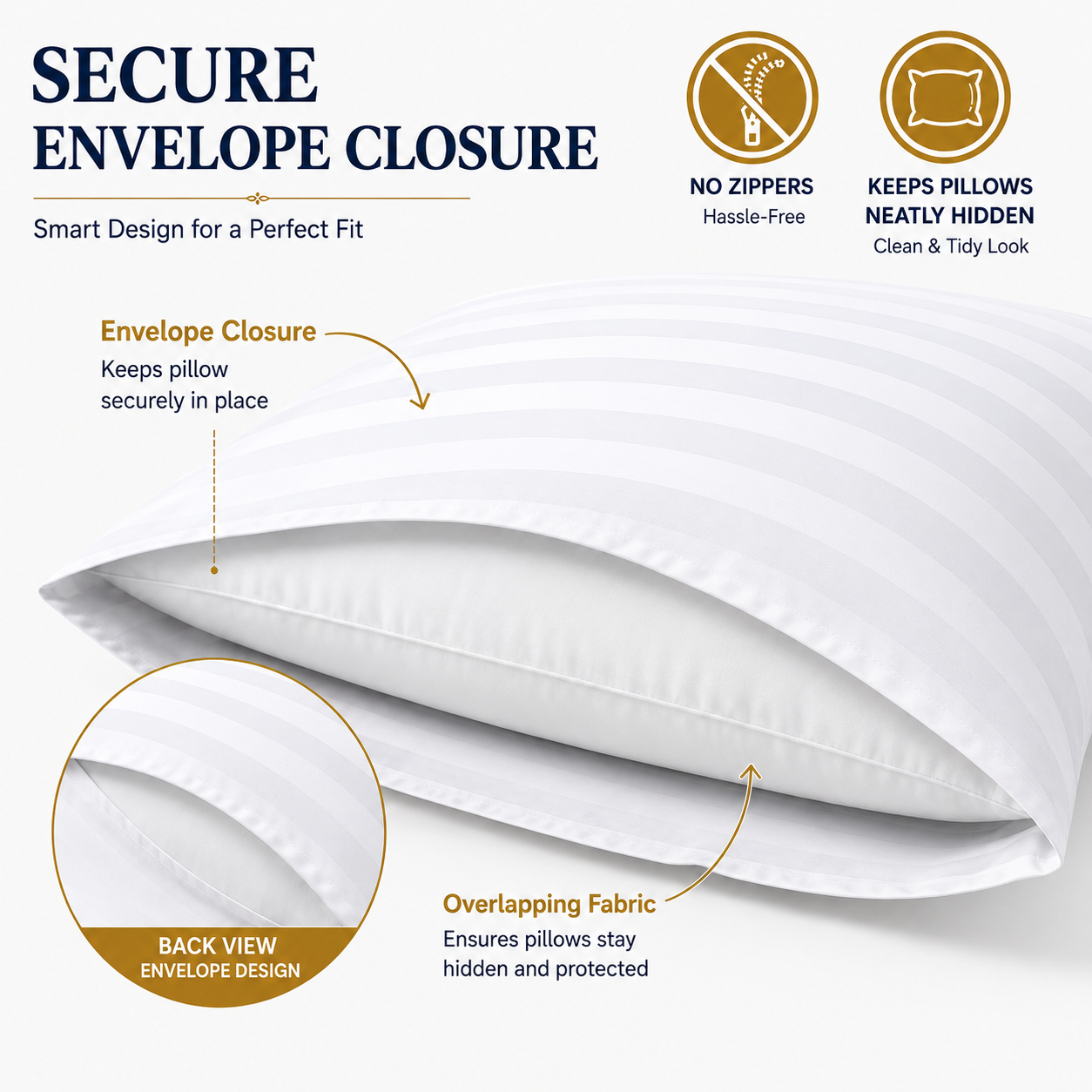 Microfiber Stripe Pillowcase Set of 2 – Soft Hotel Quality Bedding | Night Zone