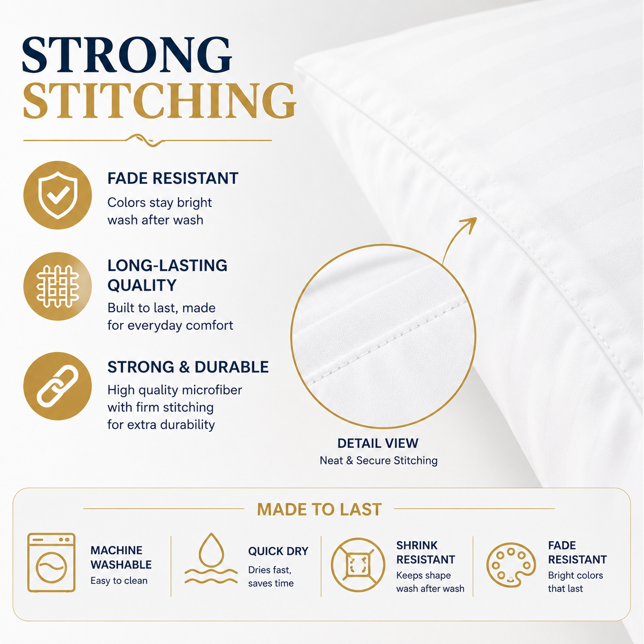 Microfiber Stripe Pillowcase Set of 2 – Soft Hotel Quality Bedding | Night Zone