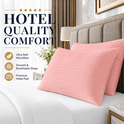 Microfiber Stripe Pillowcase Set of 2 – Soft Hotel Quality Bedding | Night Zone