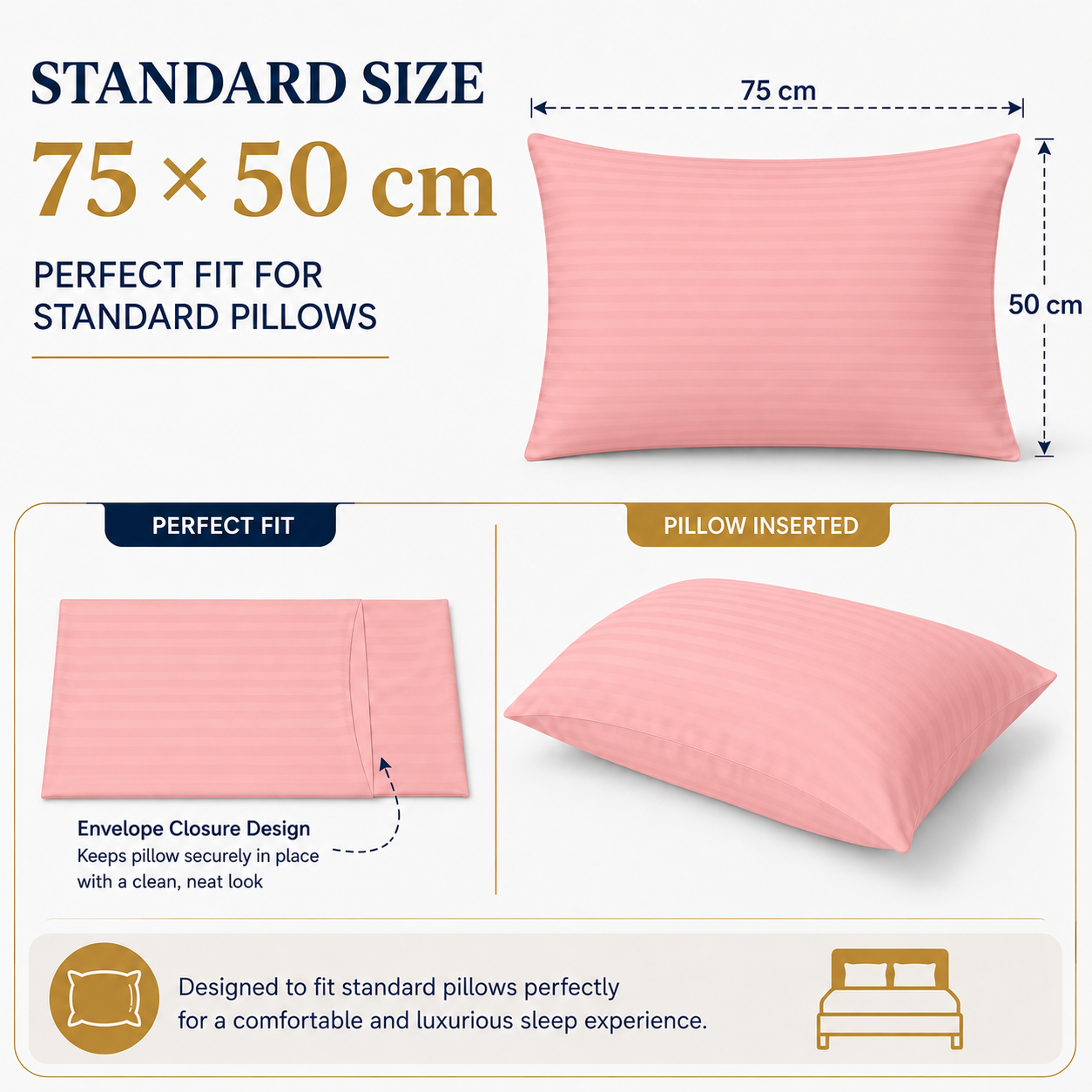 Microfiber Stripe Pillowcase Set of 2 – Soft Hotel Quality Bedding | Night Zone